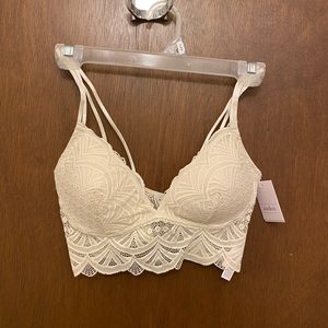 NWT Longline Lace Bralette - Size M, Cream